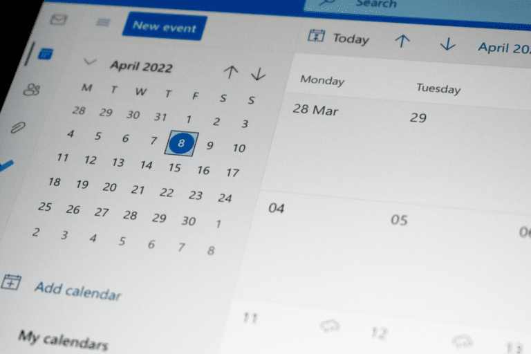 Billede af Outlook kalender.