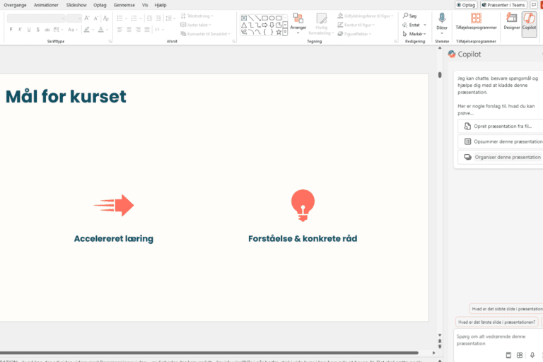 Skærmbillede af Copilot i PowerPoint.