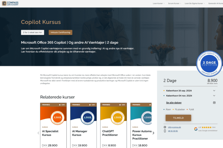 Skærmbillede af Compass' Copilot Kursus