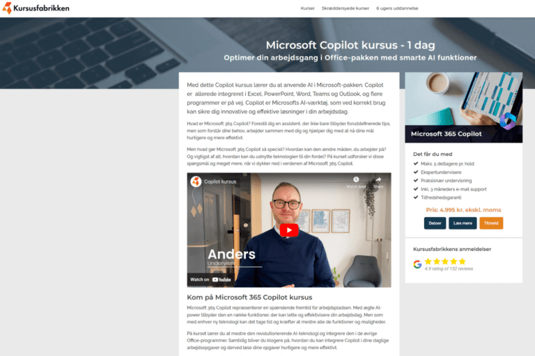 Skærmbillede af Kursusfabrikkens Copilot Kursus