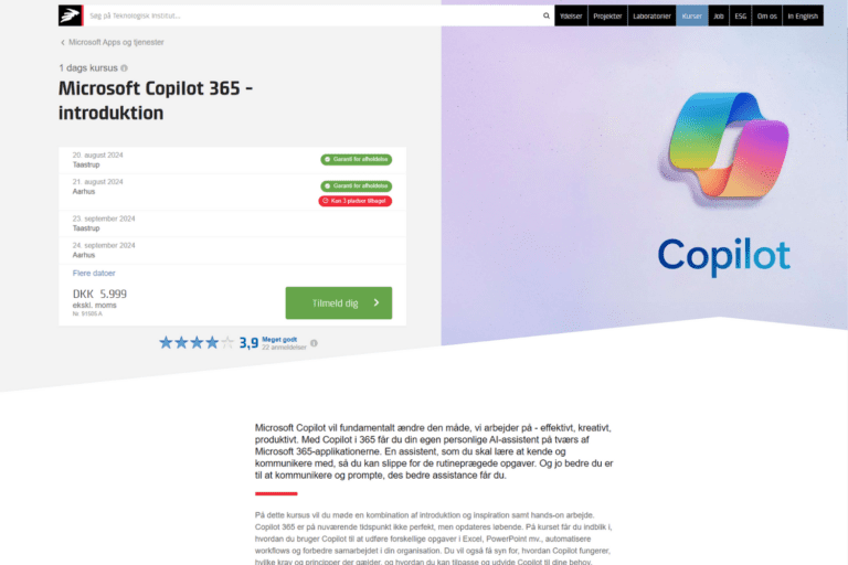 Skærmbillede af Teknologisk instituts Copilot Kursus