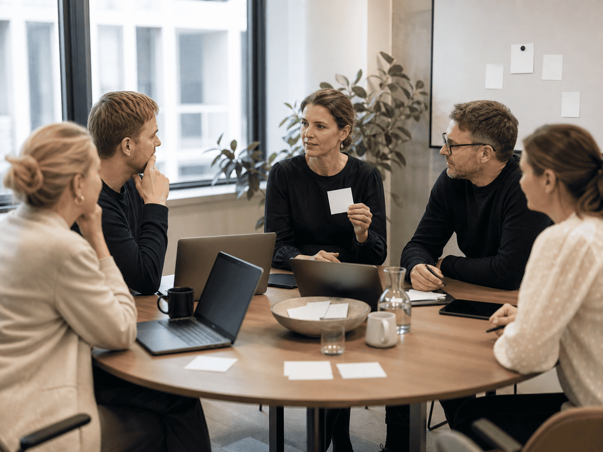 Deltagere taler sammen om kursusformat i et åbent Copilot kursus.