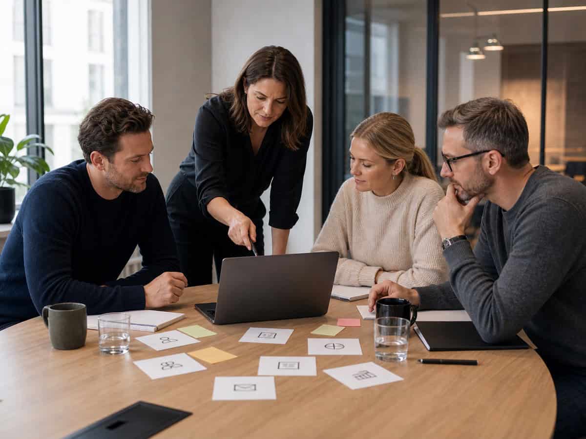 Medarbejdere gennemgår Microsoft 365 arbejdsgange som forberedelse til Copilot kursus.